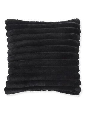 18 Inch Black Faux Fur Square Pillow NEW